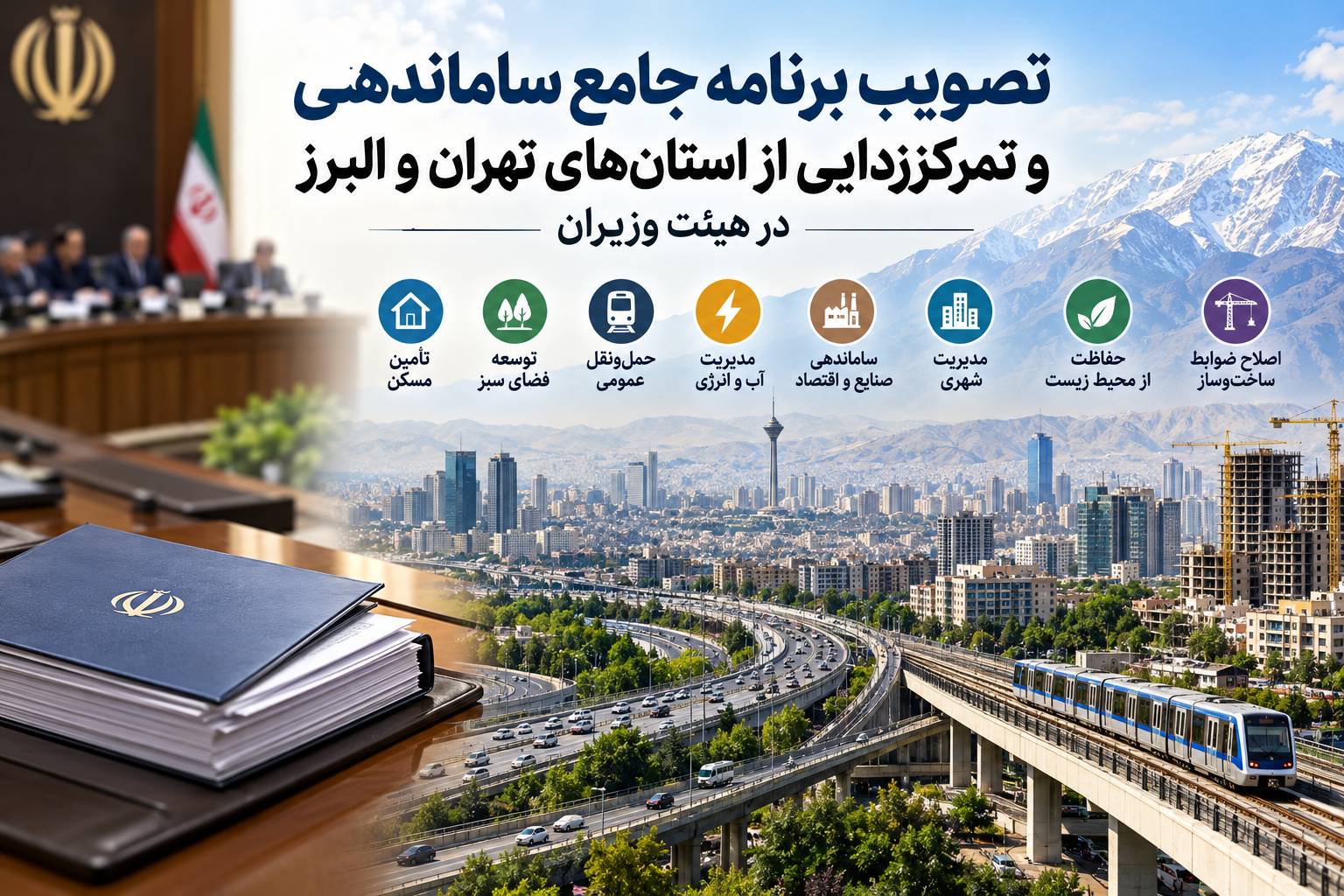 تصویب برنامه جامع ساماندهی و تمرکززدایی از تهران و البرز در هیئت وزیران